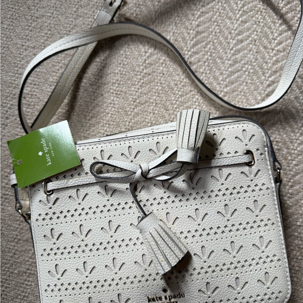 Kate Spade Ivory Crossbody Bag with Tassels